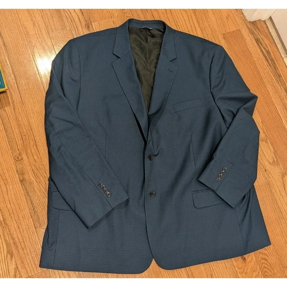 Modern Microcheck Navy Sport Coat Blazer 56L Big Tall Business Wedding Career